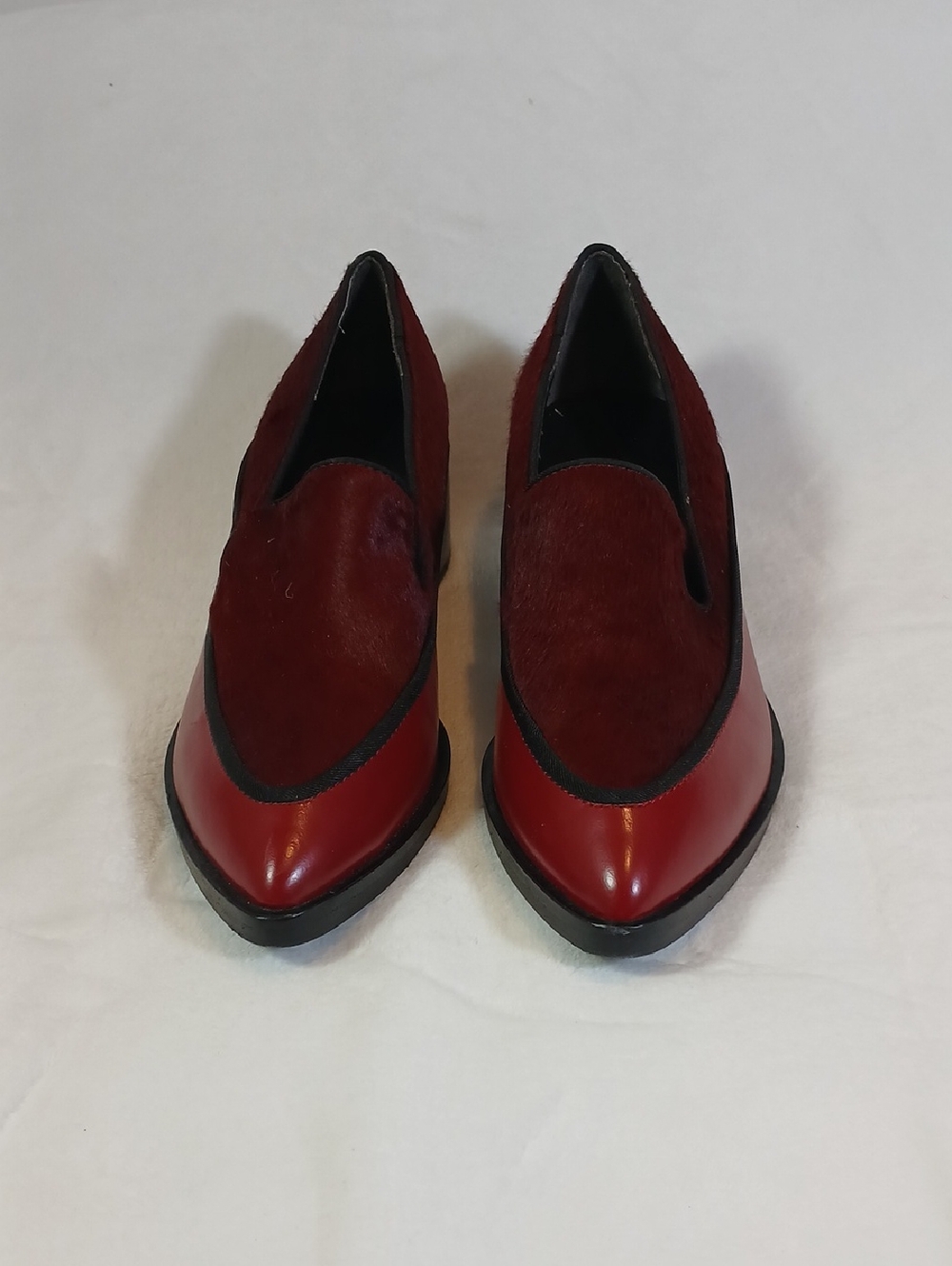 Sigerson Morrison Sukie Pointed-Toe  Loafers Red Calf Hair And Leather Sz 7.5